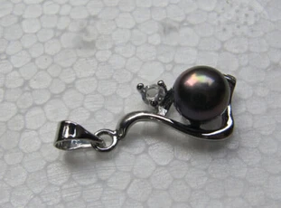 Бесплатная доставка браслет ювелирных изделий 7-8 мм подвеска из черного жемчуга