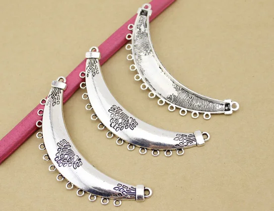 10 шт./лот античный серебряный кулон в форме Луны соединитель оловянные бусины