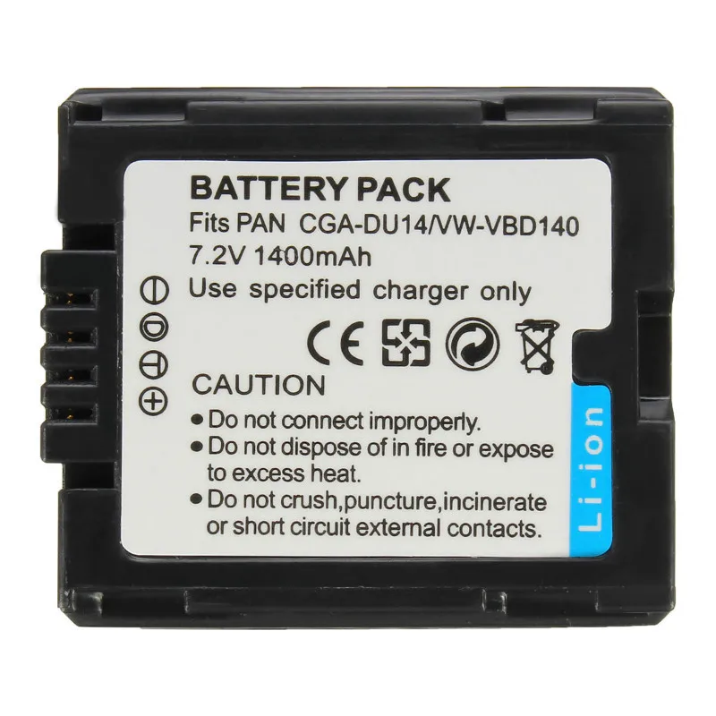 Аккумулятор 1.4Ah CGA-DU14/VW-VBD140 для камеры Panasonic DU06 DU07 NV-GS10 CGA-DU12 H258 GS28 GS328 GS320 GS188 GS180 GS1
