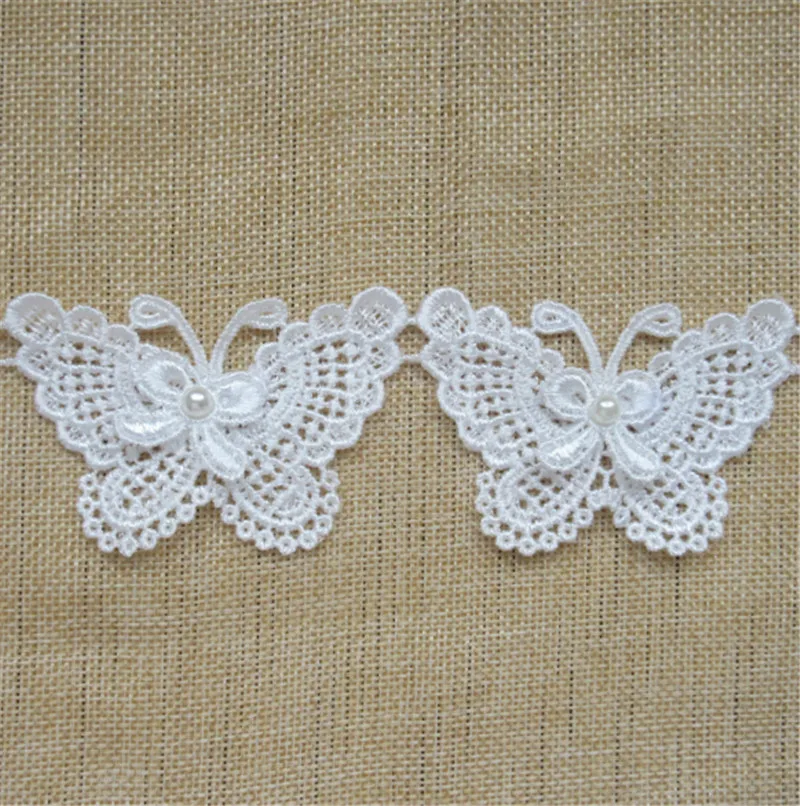 Soluble Butterfly Bowknot Pearl Embroidered Lace Trim Fabric Ribbon Handmade DIY Sewing Craft For Costume Hat Decoration | Дом и сад