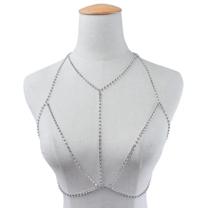 Летнее бикини цепь для тела сексуальное пляжное ожерелье полная цепочка стразы