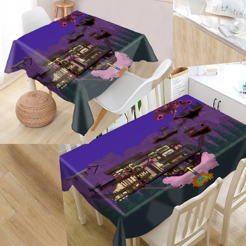 

New Arrival Custom terraria Table Cloth Waterproof Oxford Fabric Rectangular Tablecloth Home Party Tablecloth