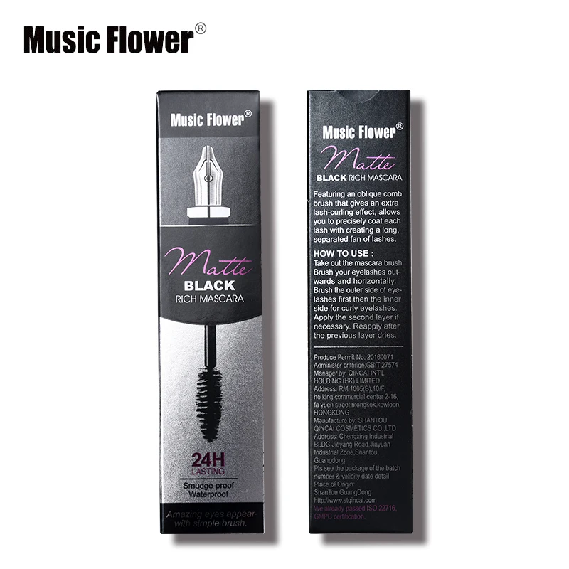 Брендовая тушь для макияжа с музыкальными цветами насыщенная Черная ресниц