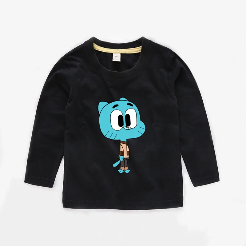 2T-12 удивительный мир Gumball Детская футболка с длинным рукавом Дети Детская летняя симпатичная одежда для мальчиков топы для девочек Футболка b044