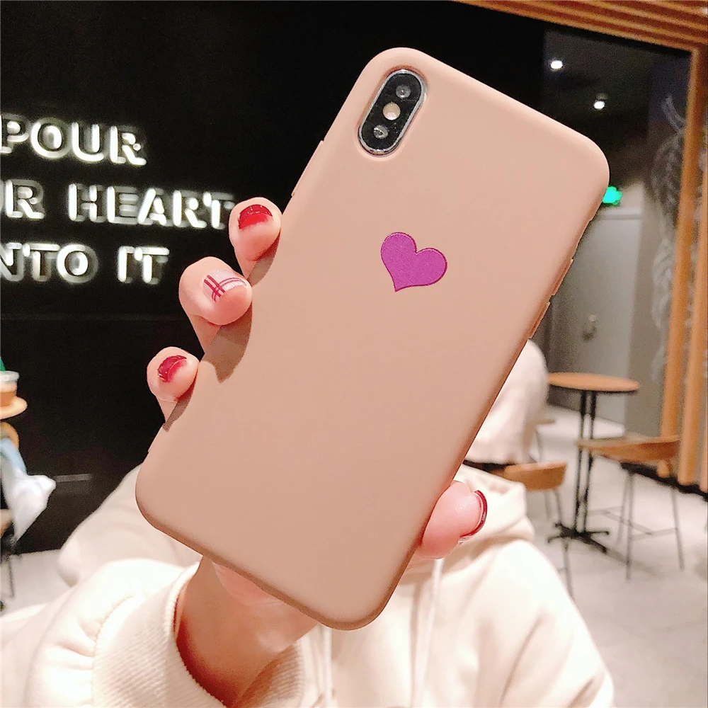 Простые милые Сердце Любовь жидкие силиконовый чехол для телефона iPhone X XS MAX XR