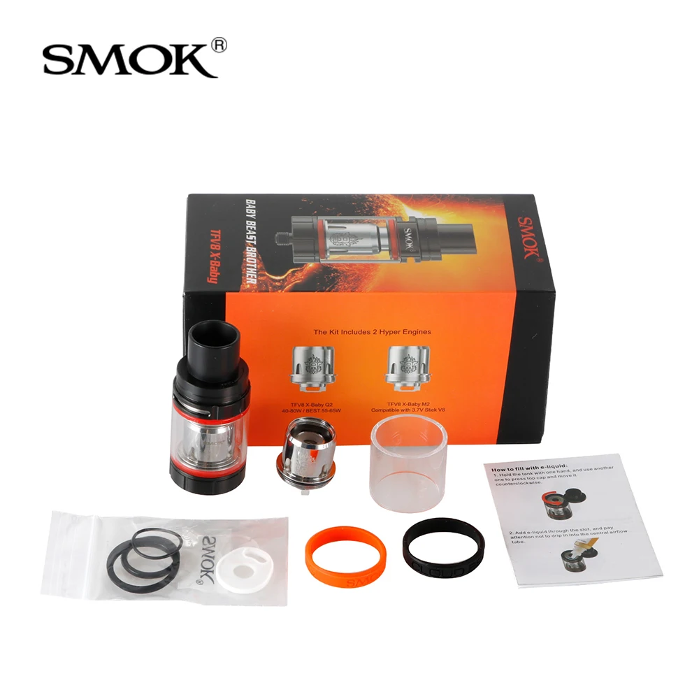 Оригинальный бак SMOK TFV8 X Baby 4 мл с катушками V8 Q2/M2 + стеклянная трубка для