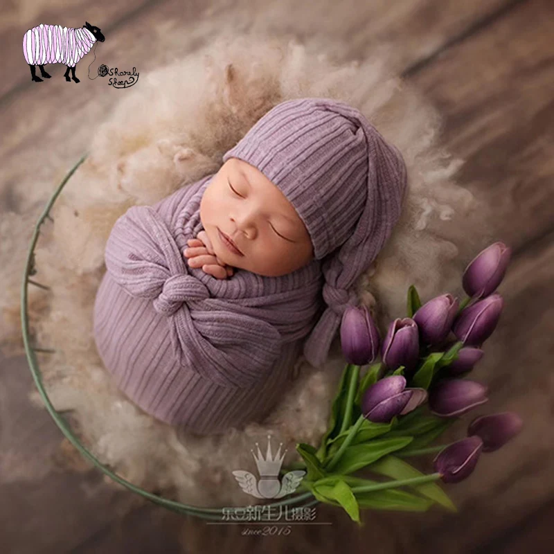 

Newborn Baby Photography Artificial Flower Props Infant Photo Shoot Basket Accessories Tulip Flower bebe fotografia Props
