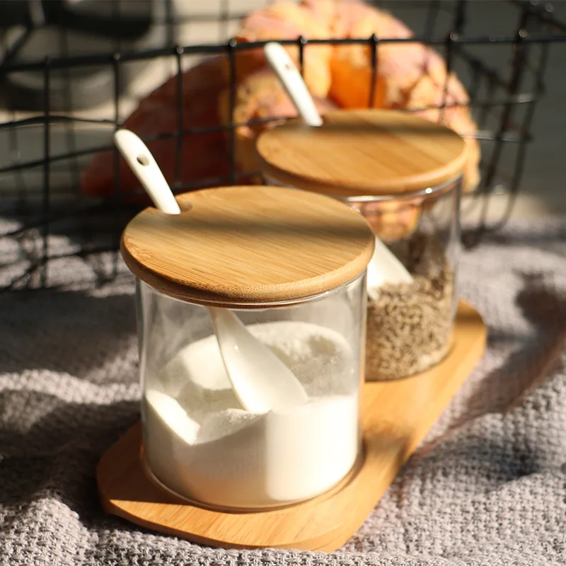 

Household Glass Seasoning Jar Japanese Seasoning Box Bottle Seasoning Jar Box Bottle Seasoning Salt Pot Set Kitchen Supplies