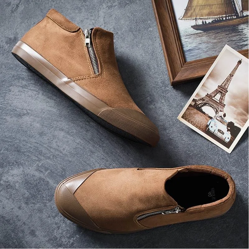 Мужская парусиновая модная обувь на плоской подошве молнии Лоферы для женщин