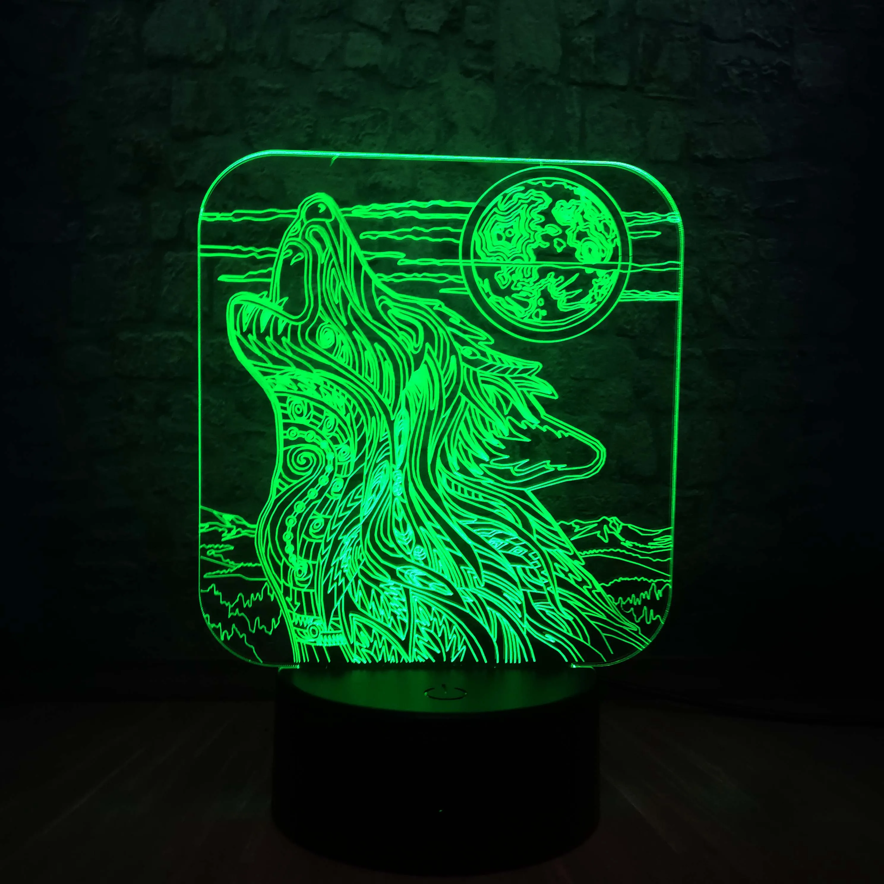 Новый полнолуний ночник Howl Wolf 3D лампа светодиодный USB Сенсорный Настольный