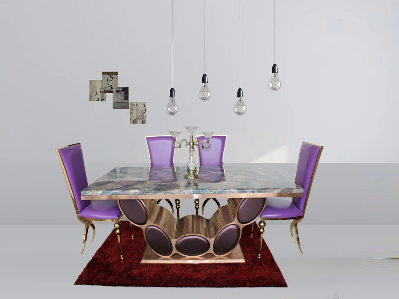 Высококачественный обеденный стол с мрамором 7 шт. 6 стульев|set table silicone|table chair setset
