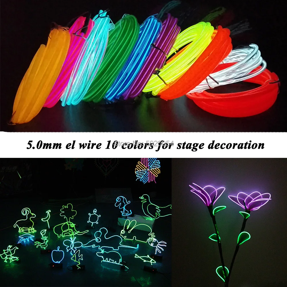 

GZYUCHAO EL Neon Thread Glow Strip Flexible el wire rope cable tube For Birthday Party Clothing Motorcycle Decor