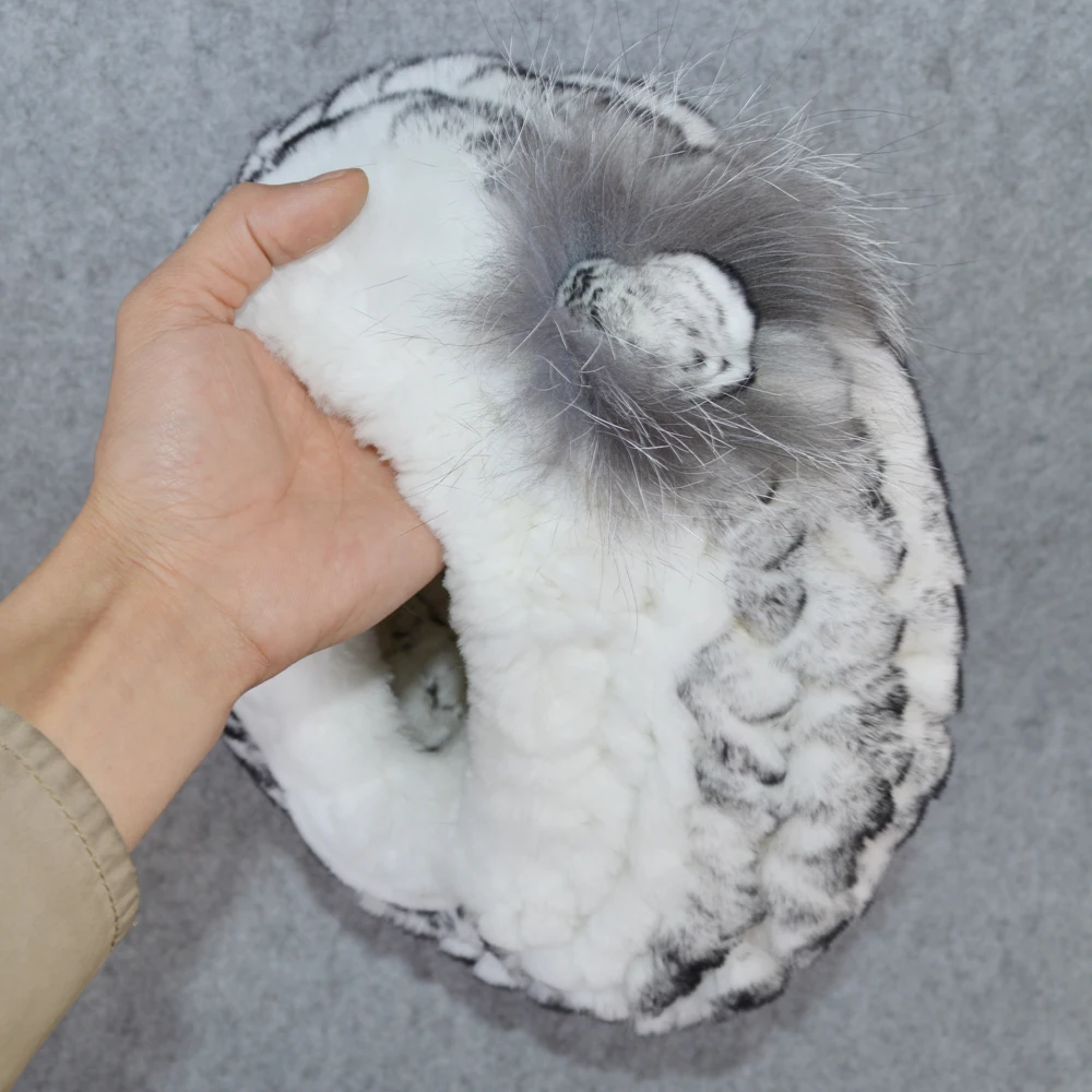 Горячая Распродажа Для женщин натуральный шапки из меха кролика Рекс теплые