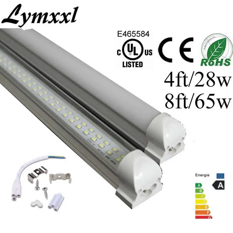 T8 4FT28W 8FT 65W интегрированные светодиодные трубки двухрядные SMD2835 Светодиодные