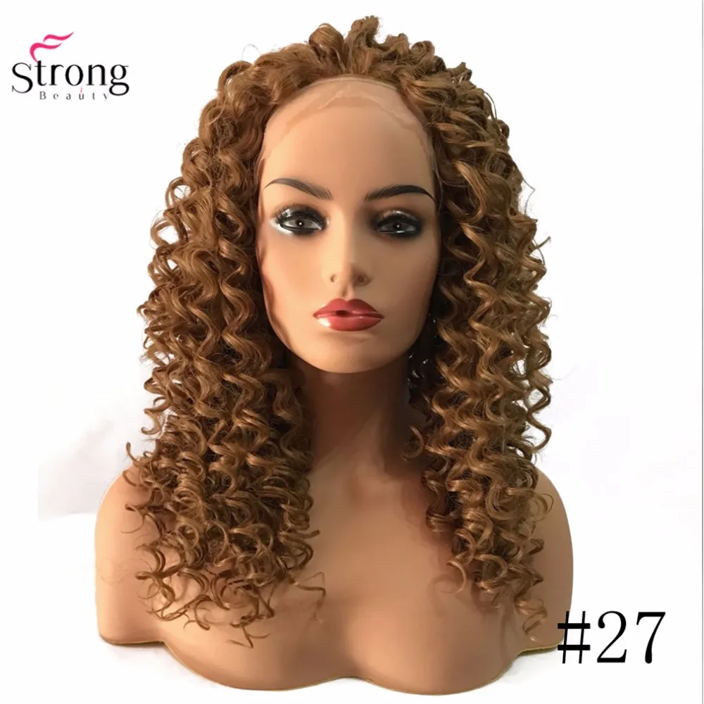StrongBeauty синтетические волосы на кружеве Искусственные парики коричневый/черный длинные нахальный вьющиеся волосы шиньон синтетическ