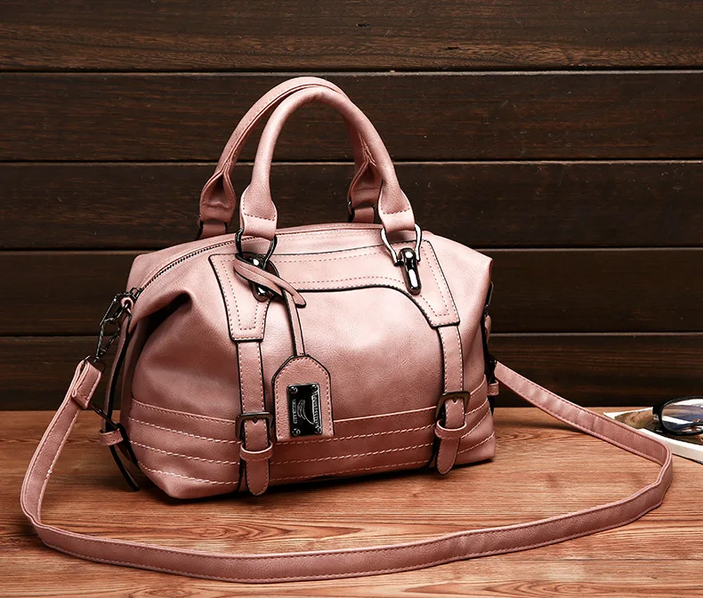 Винтаж Pu кожаный мешок Бостон качество чудаковатый Tote Chic Креста тела сумка