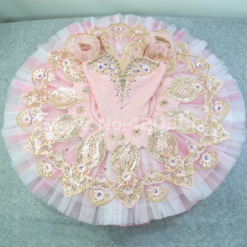 Adult Women Pink Professional Ballet Tutus Gold Embroidery Ballerina Puff Skirt Girls Dance Wear Costumes B1253 | Тематическая