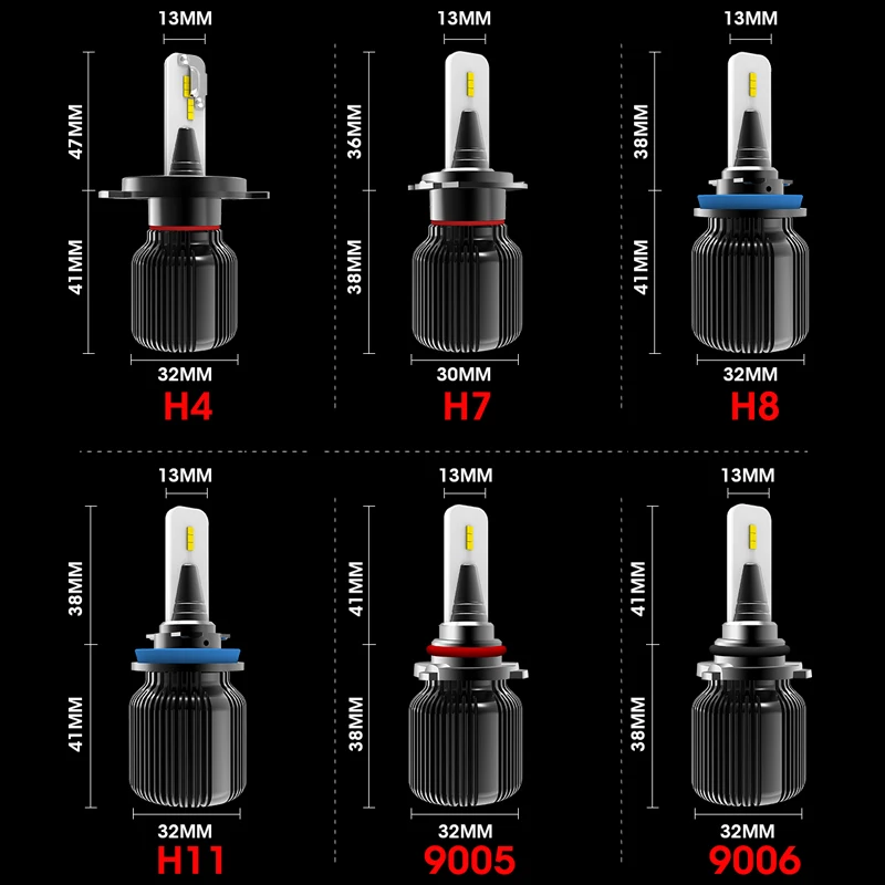2 шт. Автомобильные светодиодные лампы H7 H11 5 боковых ламп чипы CSP HB3 9005 9006 HB4 40 Вт 6000