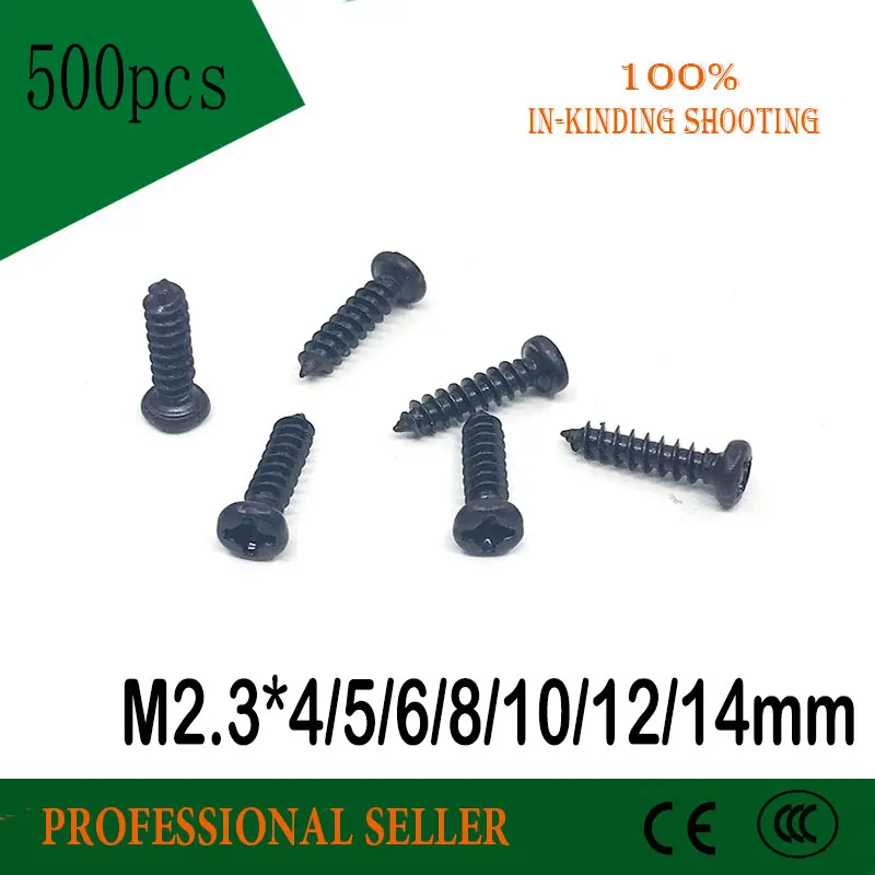 500PCS M2.3*4/5/6/8/10/12/14 mm GB845 Galvanized black micro electronic screw cross phillips round pan head self tapping | Обустройство