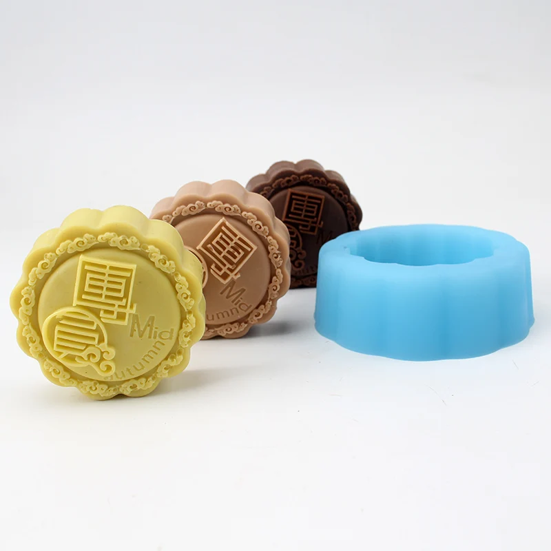 

Soap Silicone Mold Handmade Mooncake Shape with Alphabet Pattern Resin Moulds