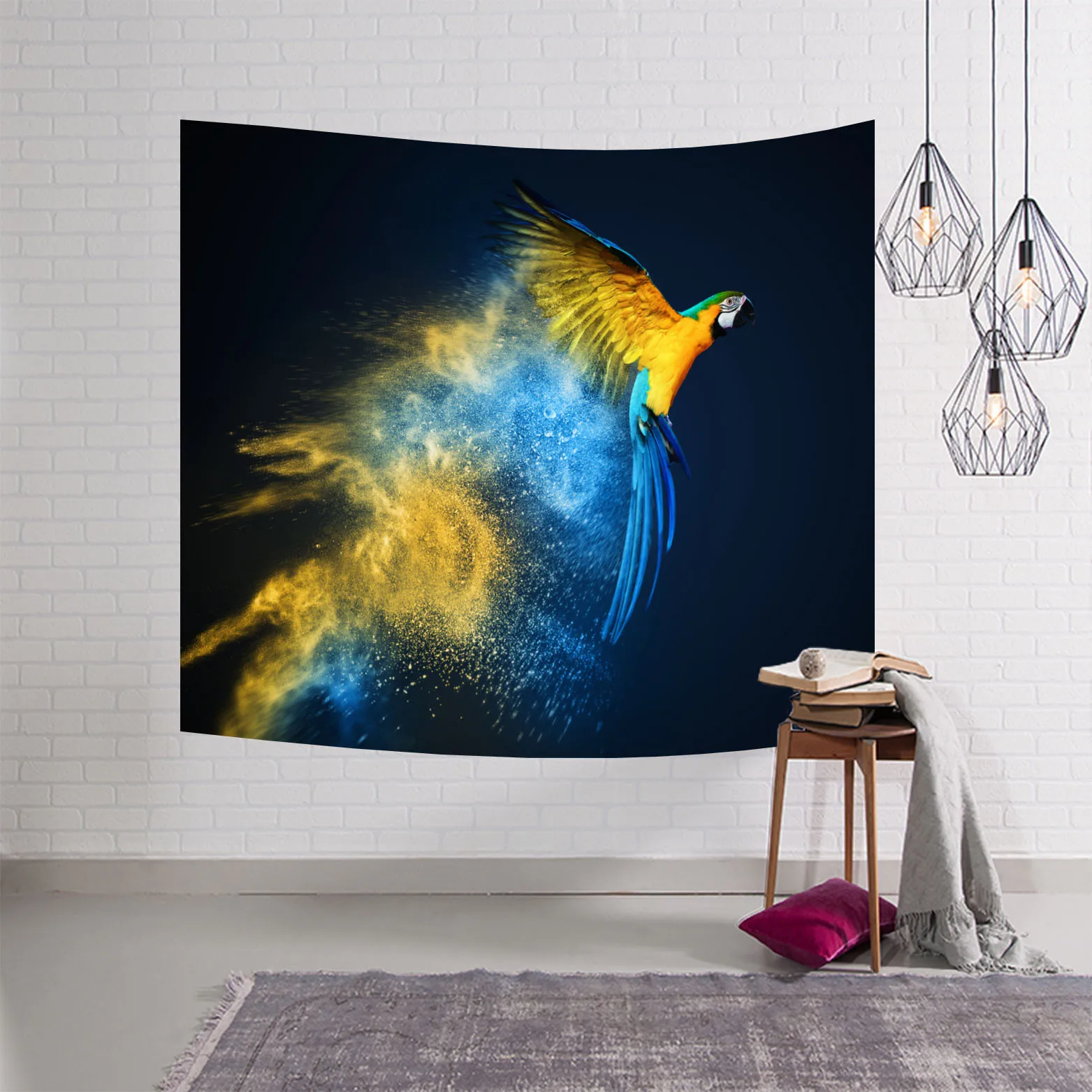 F Geometry Tapestry Animal Tiger cloth Wall Hanging Beach Round 3d Animal Lion Tapestry decorative blanket 150x130 Bedroom Large - Цвет: F
