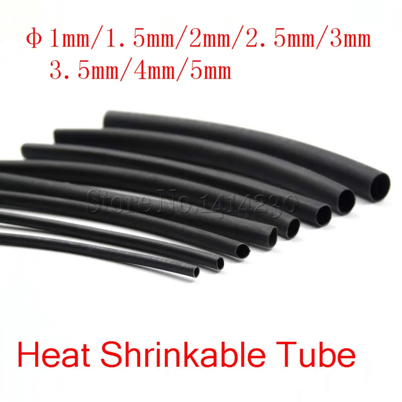 

5 Meter/lot 2:1 Black 1mm 1.5mm 2mm 2.5mm 3mm 3.5mm 4mm 4.5mm 5mm 6mm 7mm 8mm 9mm DIY Repair Cable Heat Shrink Tubing Tube