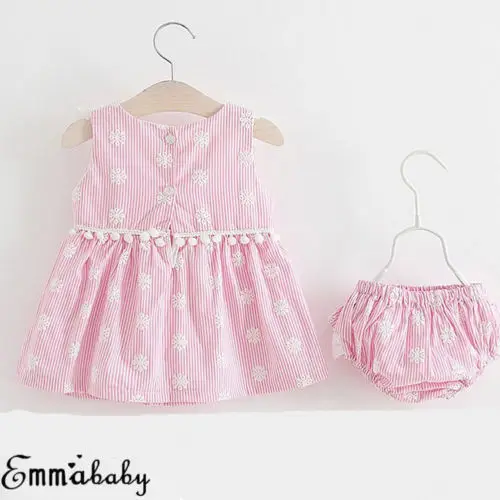 Новое милое летнее платье для маленьких девочек комплект одежды из топа и штанов