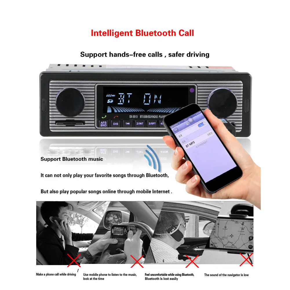 ЖК-дисплей Дисплей аудио FM Классический Aux MP3 плеер Bluetooth стерео радио USB музыка