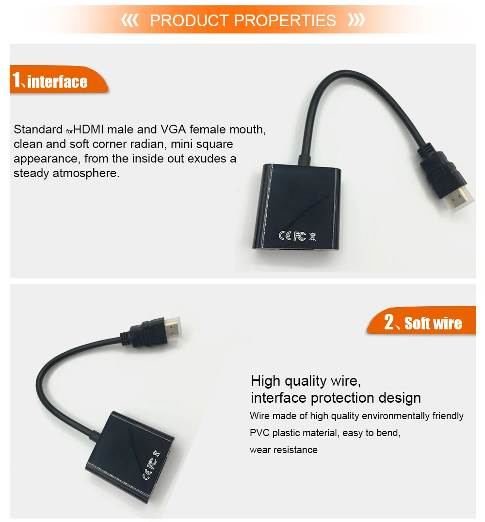 Адаптер HEONYIRRY HDMI VGA фотоадаптер для ПК ноутбука поддержка 1080P HDTV|hdmi to vga adapter|hdmi