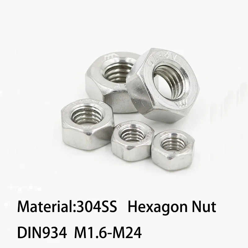DIN934 M1.6/M2/M2.5/M3/M4/M5-M24 304 Шестигранная гайка из нержавеющей стали | Обустройство дома