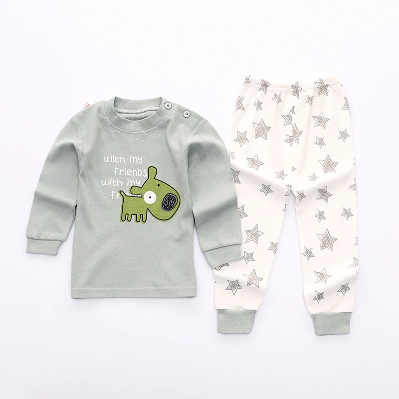 Хлопковое детское нижнее белье комплект одежды для мальчиков и девочек осенняя