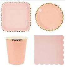Blush Pink Set 1 32 Комплекты розовое Фольга Baby Shower посуда бумажные тарелки блюда салфетки для стаканчиков соломки для дней рождения вечерние свадебные праздничный Декор - Цвет: Blush Pink Set 1