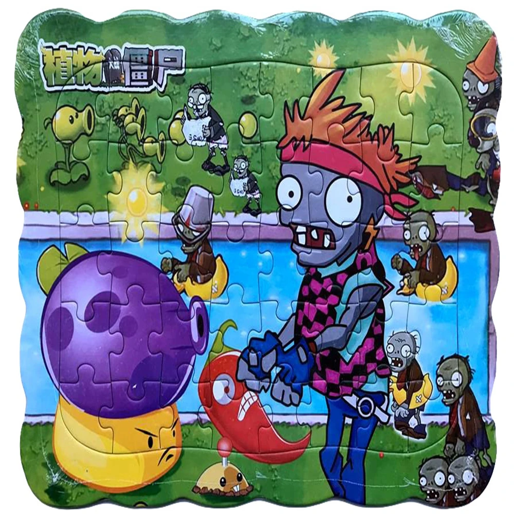 40 шт./компл. мультфильм Пазлы с изображением героев «Plants vs Zombies Растения против Зомби фигурки Горох Семена подсолнуха большая Размеры 28,5 см Бумага головоломка детская игрушка в подарок