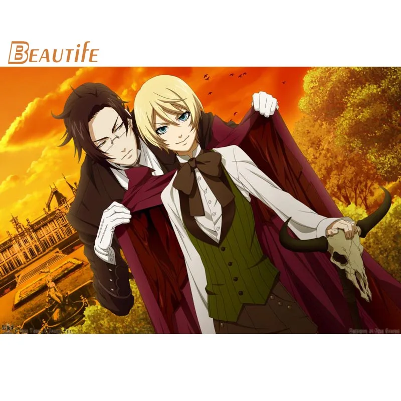 Custom Black Butler Silk Fabric poster Home Decoration Wall Art New Cloth wall print | Дом и сад