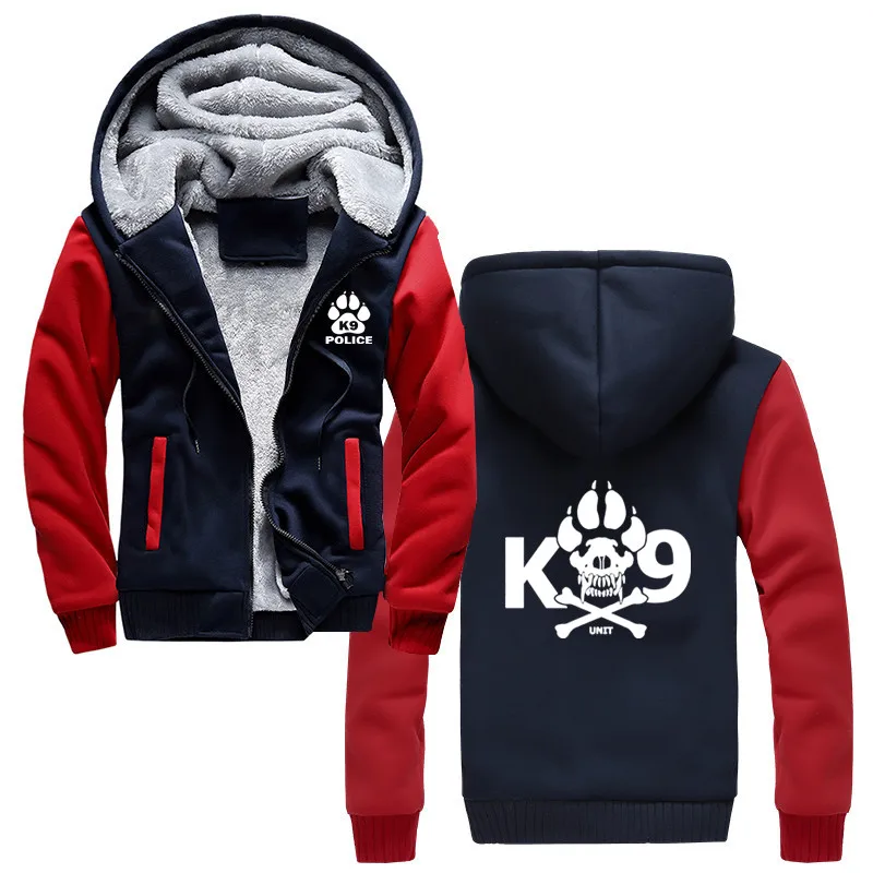 Navy Red Новые K-9 толстовки с капюшоном для полицейской собаки, модная мужская теплая толстовка в стиле хип-хоп, куртки с капюшоном, Harajuku, уличная одежда - Цвет: Navy Red