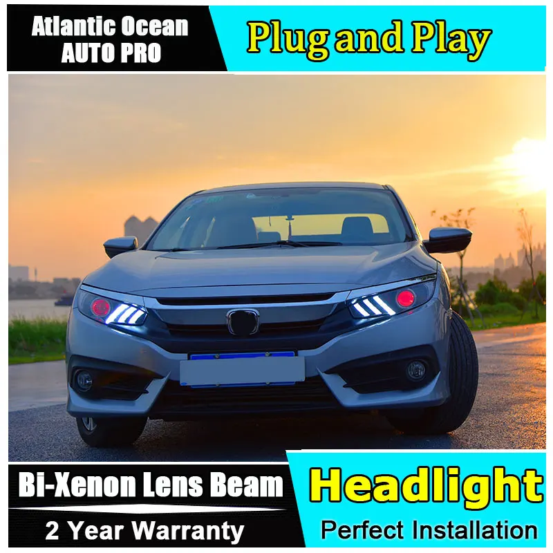 2016 2019 для Honda Civic светодиодный фары автомобиля головка лампы объективов двойной