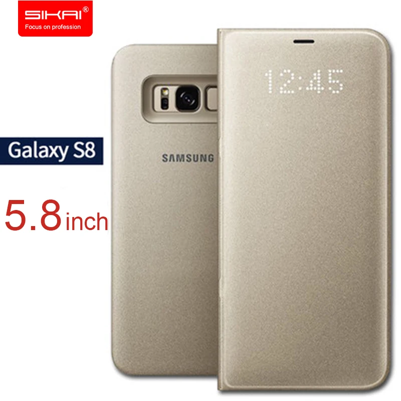100% Оригинальные светодио дный Флип Бумажник для samsung S8 плюс Смарт кожаный чехол