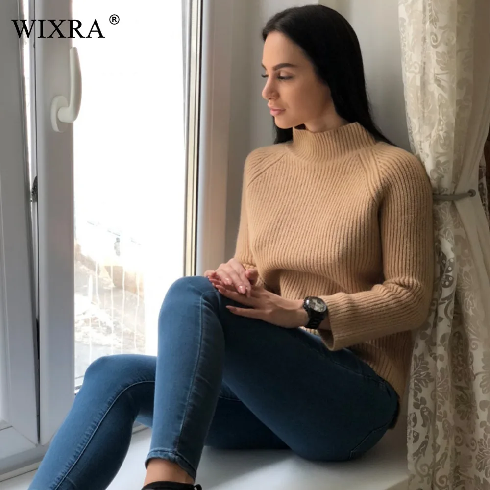 Женский базовый пуловер Wixra весенний свободный свитер с высоким воротником и