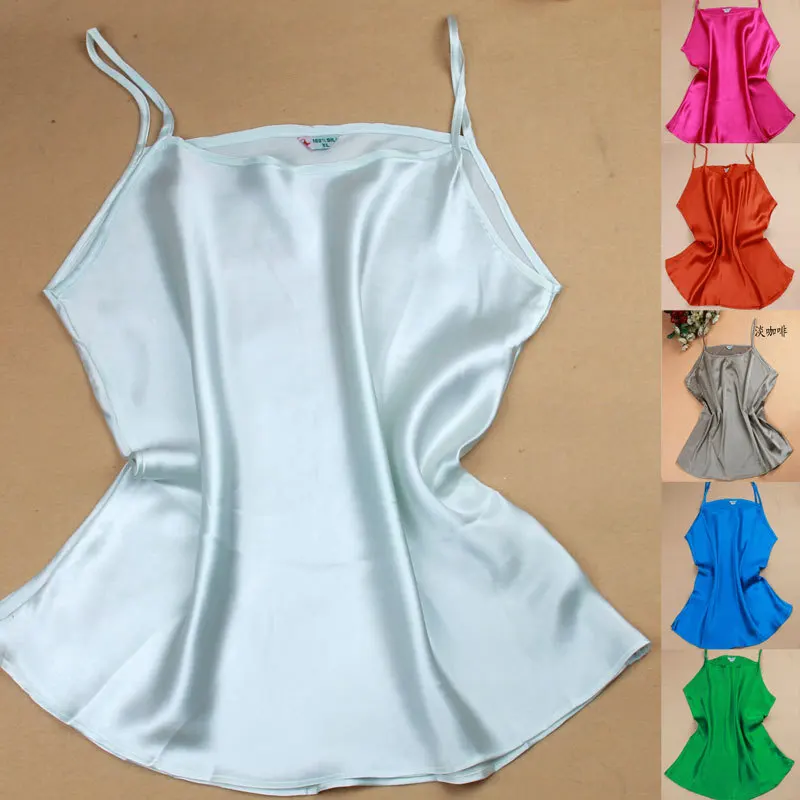 Майка женская из натурального шелка базовый топ 100% чистого крепа атласный