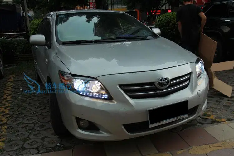 Автомобильный Стильный чехол на голову для Toyota Corolla Altis фары 2008-2010 светодиодный фары DRL Биксеноновые линзы Ксеноновые ближнего света