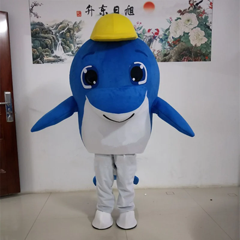 

Sea Animal Outfit Lovely Dolphin Mascot Costume Party Suit Adult Size Halloween Carnival Fancy Dress Stage Performance Costumes