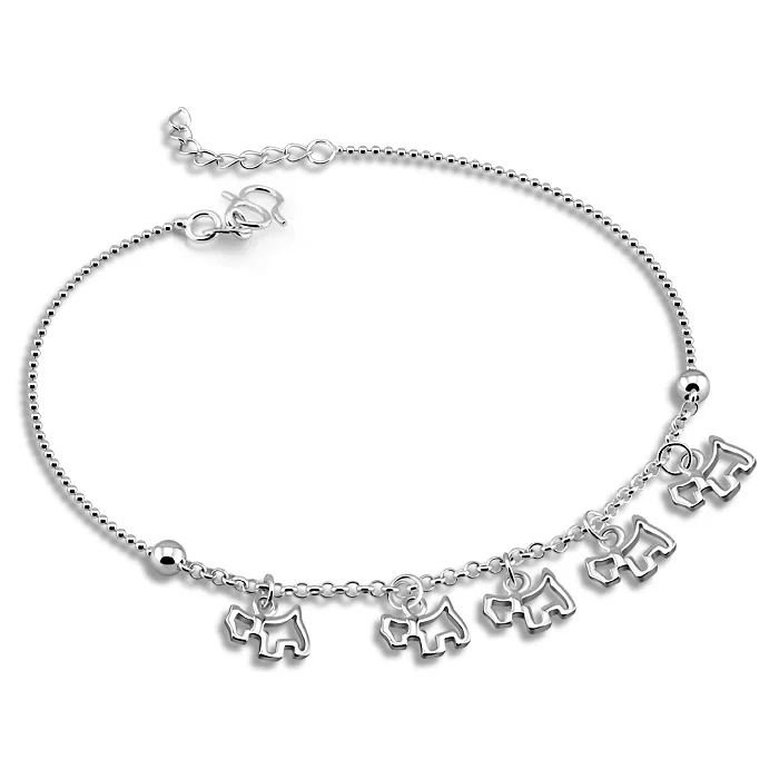 

Woman 925 Sterling Silver Anklets Cute Puppy Design Foot Chain Length 27cm Birthday Gift for Girl