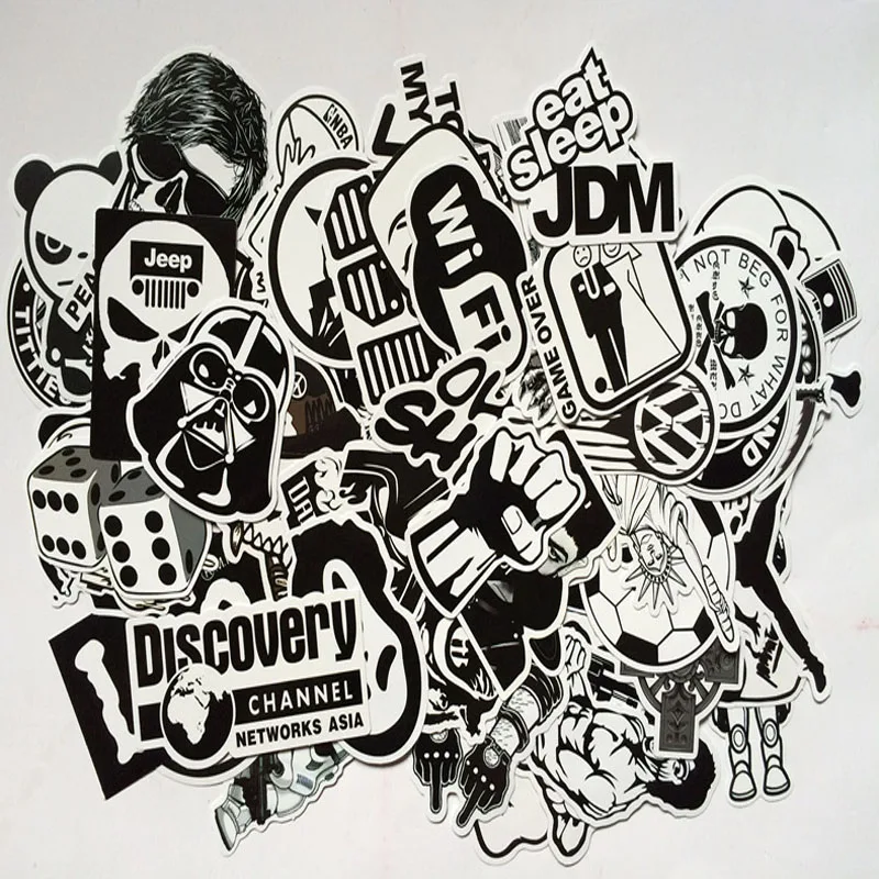 Treeby 60 шт./лот белый и черный Прохладный DIY Наклейки для скейтборда Чемодан