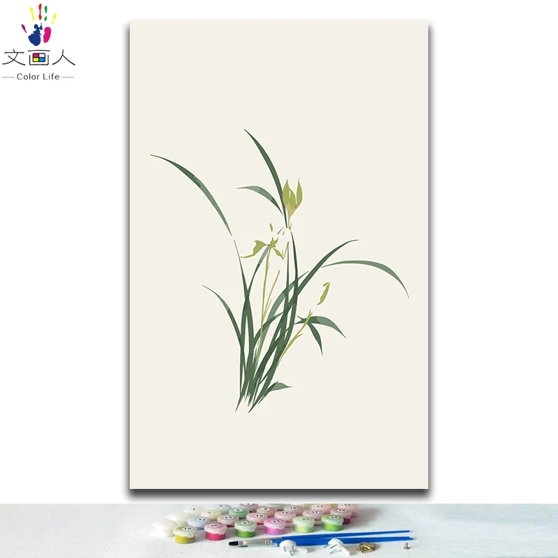 8864 orchid DIY картинки для раскраски по номерам с цветами Слива Орхидея, Орхидея, хризантема картина для рисования Декор четыре штуки - Цвет: 8864 orchid