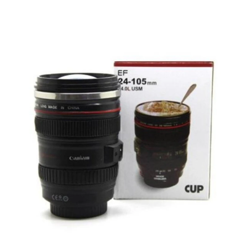 

1:1 EF 24-105 lens coffee camera lens mug cup stainless steel camera mug Sixth generation Creative lens mugs cup with Lid D5