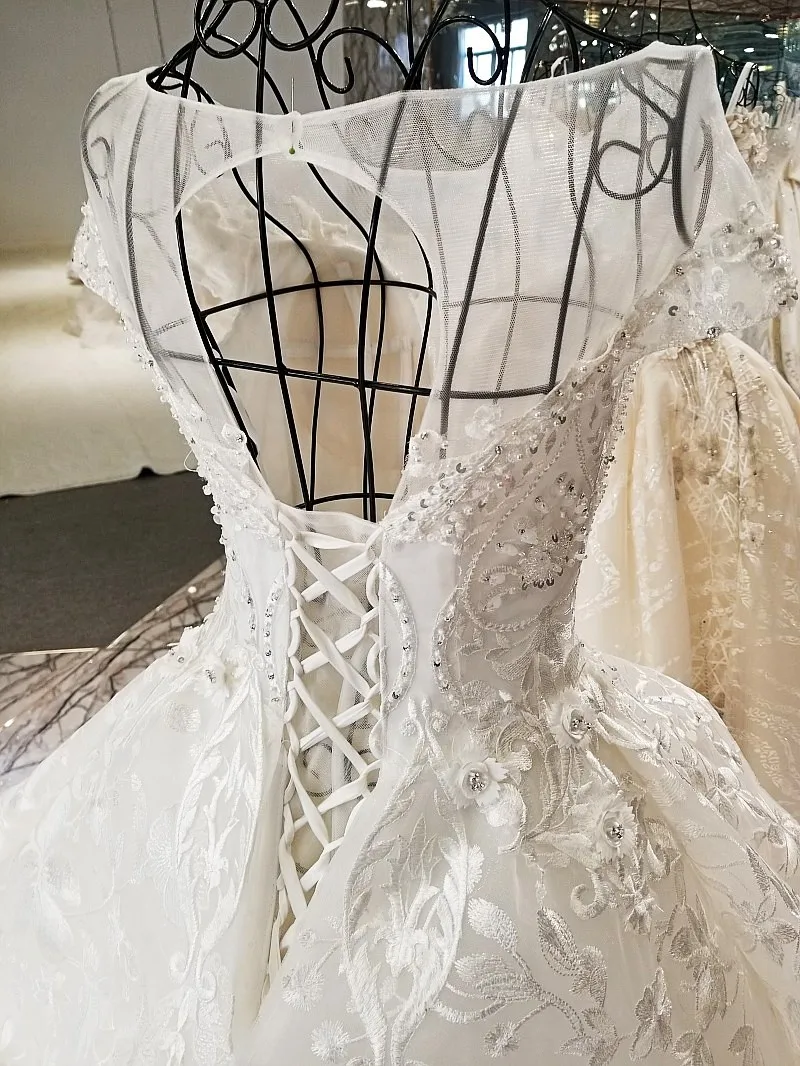 LS55410 свадебный халатIvory кружева свадебное платье крышка рукава зашнуровать назад