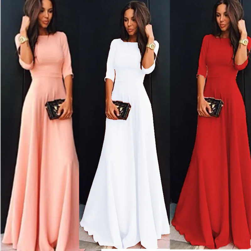 CURRADA новинка модные женские длинные платья с рыбий хвост Vestidos 3/4 рукав o образный