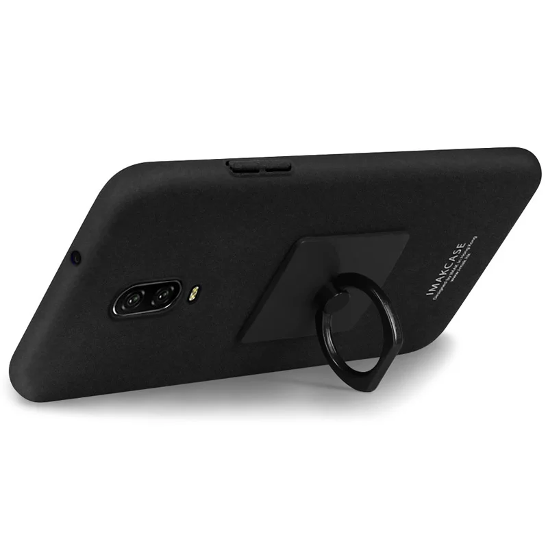 IMAK Back Cover for OnePlus 6T Coque Matte Surface Shell Ring Grip Stent PC Phone Case + Screen Film Cases |