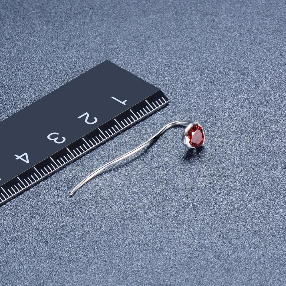 Серьги Hutang из натурального драгоценного камня с красным гранатом однотонные