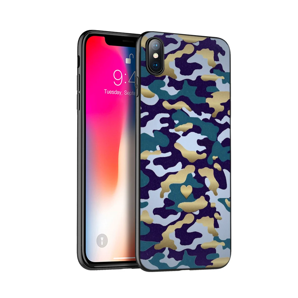 Черный чехол из ТПУ для iphone 5 5s SE 2020 6 6s 7 8 plus x 10 XR XS 11 pro MAX камуфляжный армейский